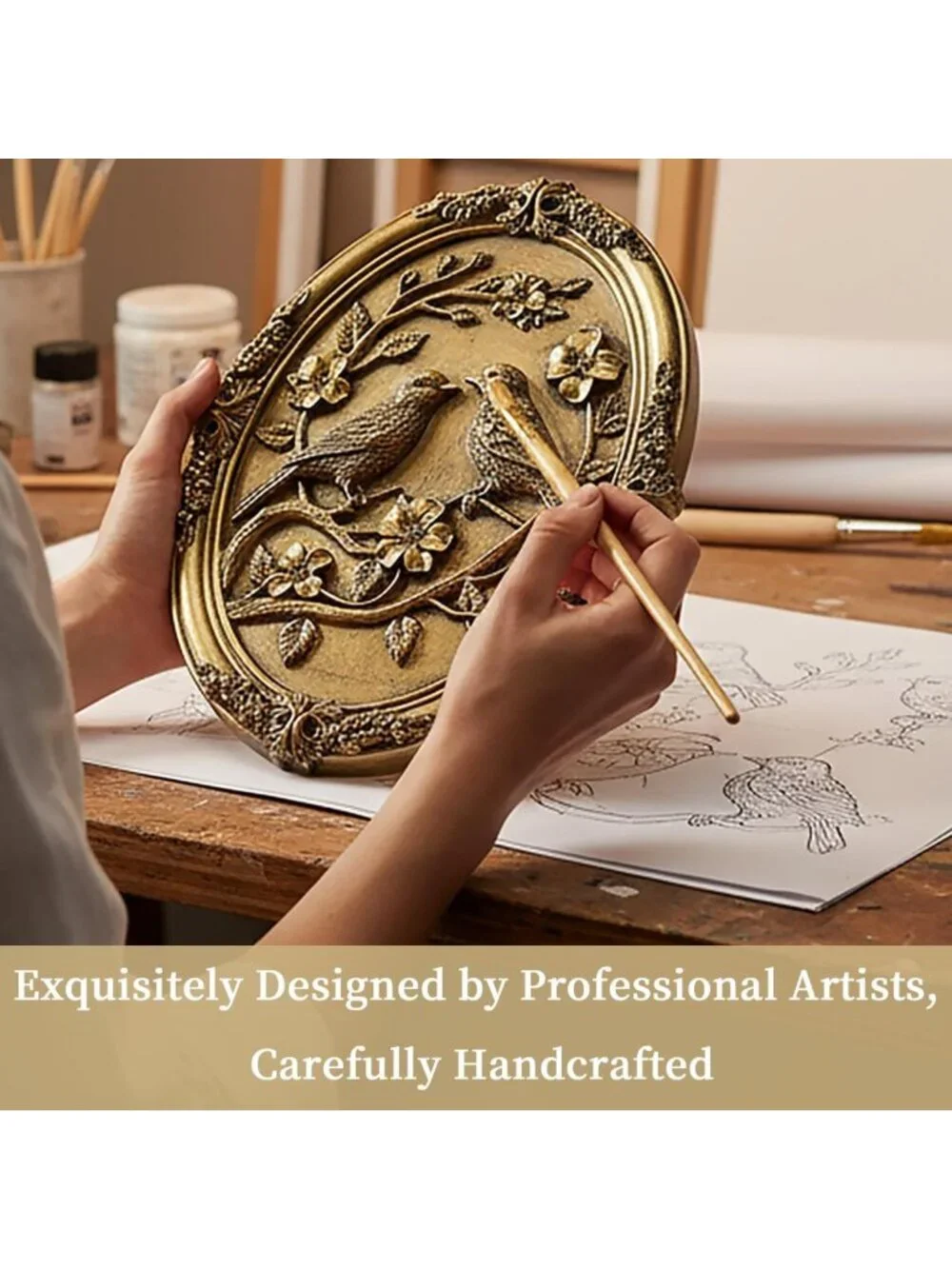 Vintage Bird Wall Sculpture | Antique Retro Art Decor | Hand Painted Embossed